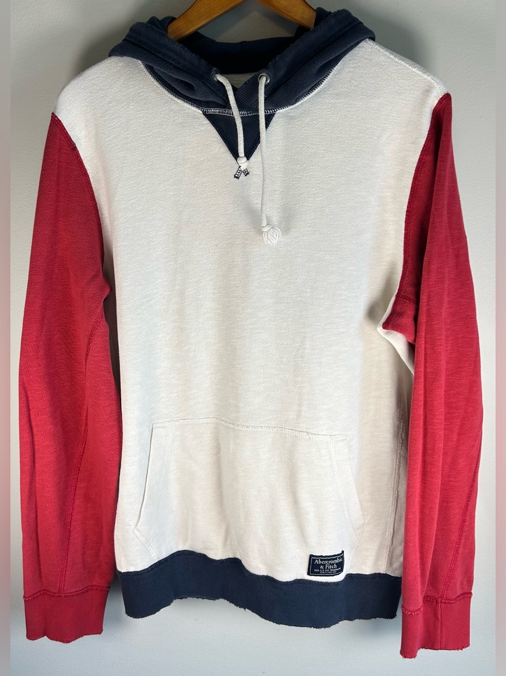 Abercrombie & Fitch Men’s Hoodie M Colorblock Retro 90s Rugby Pullover Thrashed
